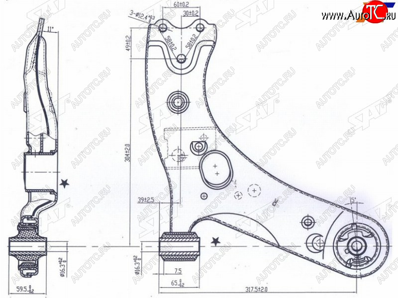 3 199 р. Рычаг нижний TOYOTA PRIUS 12-COROLLARUMIONMARK XAURISBLADESCIONZELASLEXUS HS250H 06- RH SAT ST-48068-12300  с доставкой в г. Майкоп