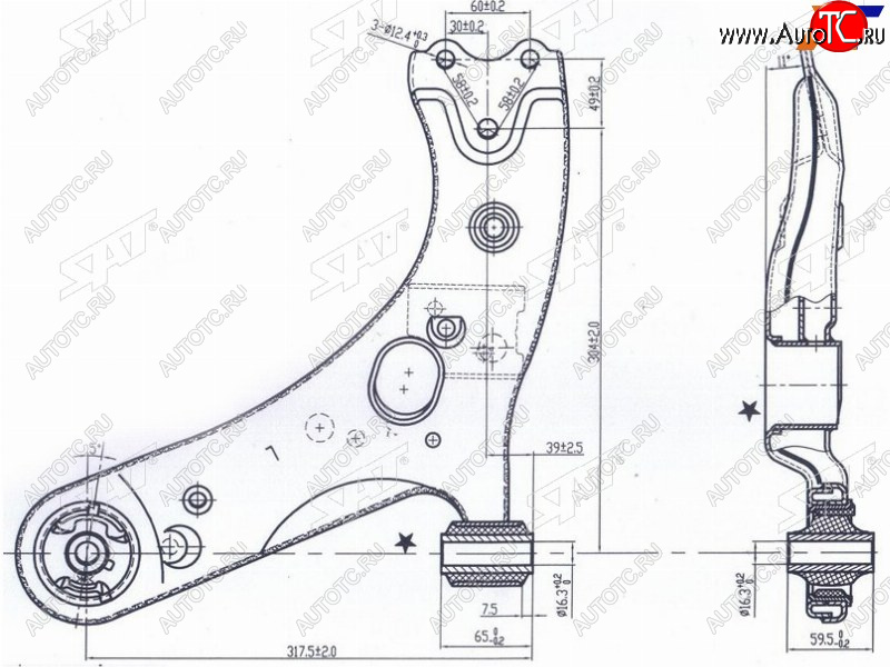 3 199 р. Рычаг нижний TOYOTA PRIUS 12-COROLLARUMIONMARK XAURISBLADESCIONZELASLEXUS HS250H 06- LH SAT ST-48069-12300  с доставкой в г. Майкоп