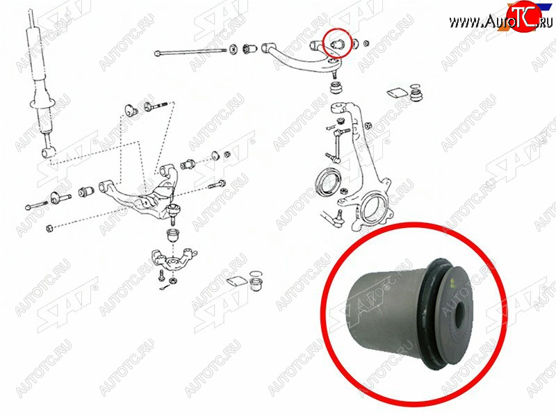 669 р. Сайлентблок Toyota Land Cruiser (J100) 98-07  Lexus LX 98-07  Toyota Land Cruiser Cygnus 98-07 (Св SAT ST-48632-60010  с доставкой в г. Майкоп