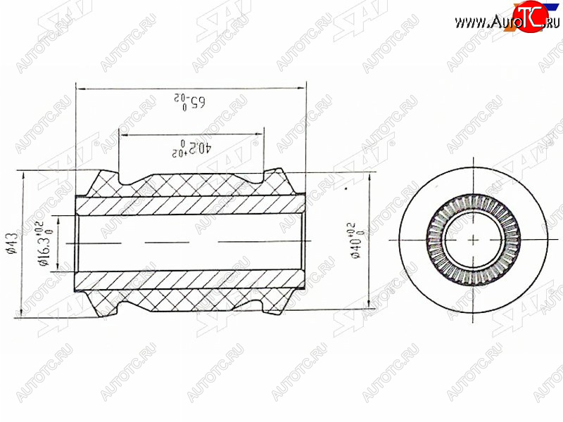 339 р. Сайлентблок Toyota Avensis (T250,T270) 03-18  Corolla (E150,E180) 06-19  Prius (ZVW30,ZVW50) 09-23 SAT ST-48654-02130  с доставкой в г. Майкоп