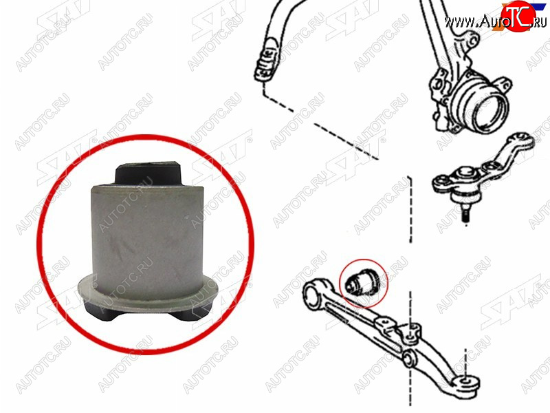 529 р. Сайлентблок Toyota Crown 95-07  Mark II (X90,X100,X110) 92-04  Lexus IS 98-05  Toyota Altezza 98- SAT ST-48654-30070  с доставкой в г. Майкоп