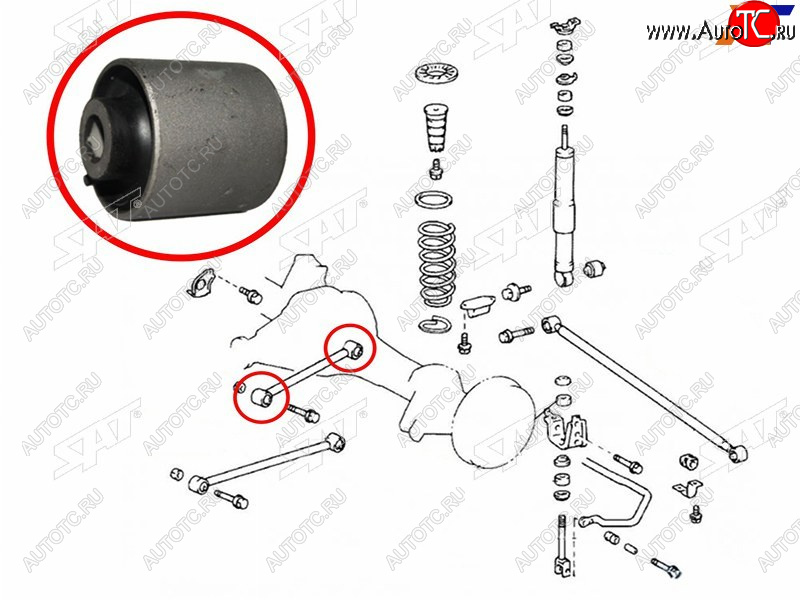 399 р. Сайлентблок Toyota Land Cruiser (J100) 98-07  Lexus LX 98-07  Toyota Land Cruiser Cygnus 98-07 SAT ST-48702-60090  с доставкой в г. Майкоп