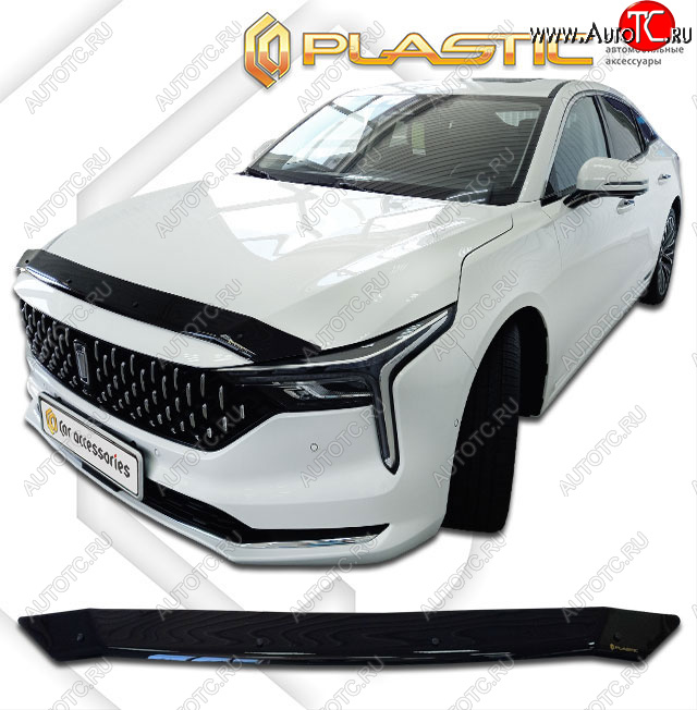 1 839 р. Дефлектор капота CA-Plastic FAW Bestune B70 лифтбэк (2020-2025) (classic черный, без надписи)  с доставкой в г. Майкоп
