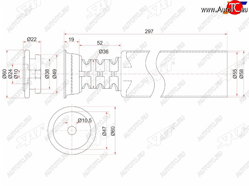 669 р. Пыльник стойки Ford Focus 04-11  Toyota Vitz 99-05  Geely MK Cross 11-16  Toyota bB 00-05  Echo SAT ST-48750-52010  с доставкой в г. Майкоп