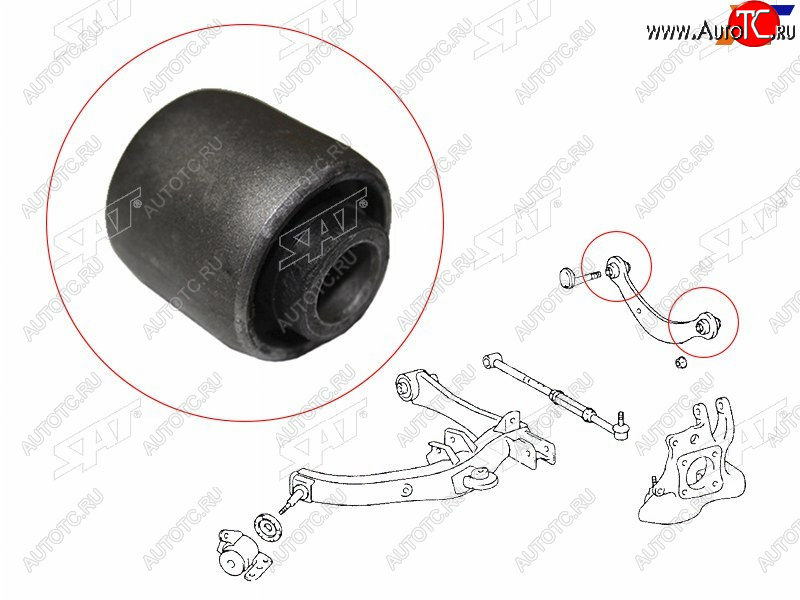 212 р. Сайлентблок Toyota Avensis (T250,T270) 03-18  Caldina (T240) 02-07  Corolla (E150,E180,E120) 00-19 SAT ST-48770-21011B  с доставкой в г. Майкоп