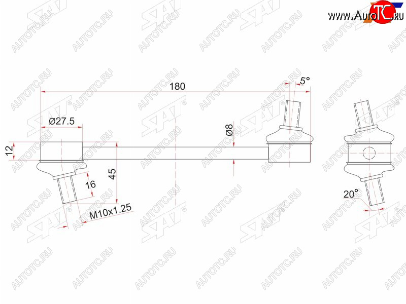 499 р. Тяга стабилизатора заднего TOYOTA CorollaSprinter 4WD SAT ST-48830-12050  с доставкой в г. Майкоп