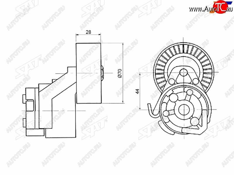 1 639 р. Натяжитель приводного ремня FIAT DUCATOIVECO DAILY 2,3 02- SAT ST-504086751  с доставкой в г. Майкоп