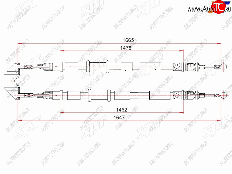 1 439 р. Трос ручного тормоза SAT Opel Astra H универсал рестайлинг (2007-2015)  с доставкой в г. Майкоп