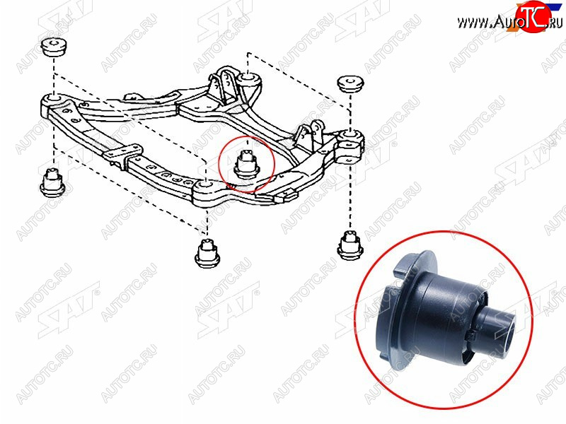 959 р. Сайлентблок Toyota Camry (XV40,XV50) 06-21  Lexus ES 12-18  Toyota Avalon 04-12  Camry UAEUSA 06 SAT ST-52215-33090  с доставкой в г. Майкоп