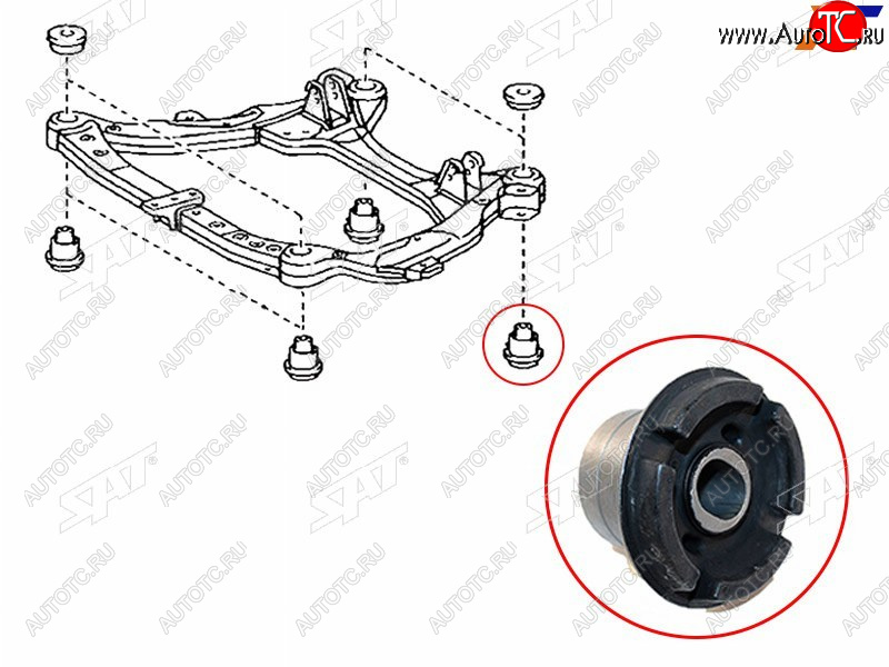 879 р. Сайлентблок Toyota Camry (XV30) 01-06  Harrier (XU30) 03-13  Daihatsu Altis 01-05  Lexus ES 03-06 SAT ST-52217-28010  с доставкой в г. Майкоп
