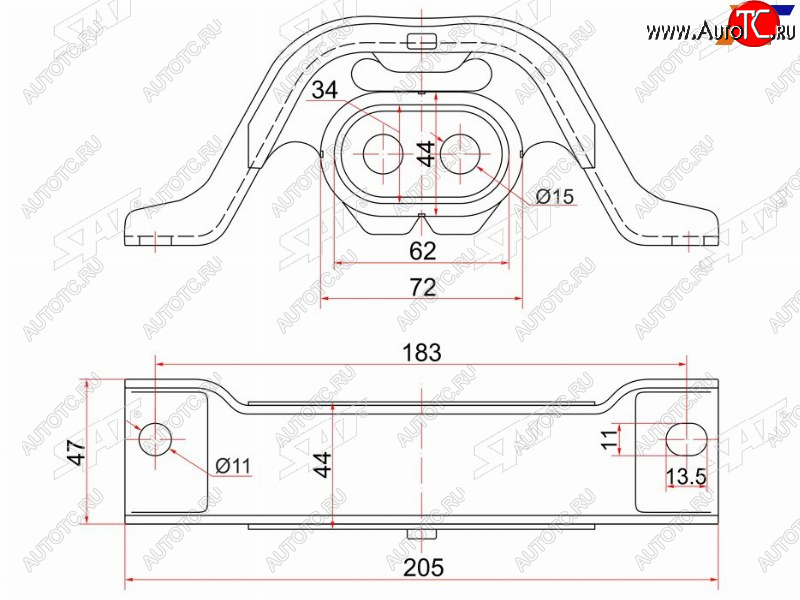 1 499 р. Подушка заднего дифференциала TOYOTA COROLLA 91-02SPACIO 97-00SPRINTER 91-02 SAT ST-52291-12010  с доставкой в г. Майкоп