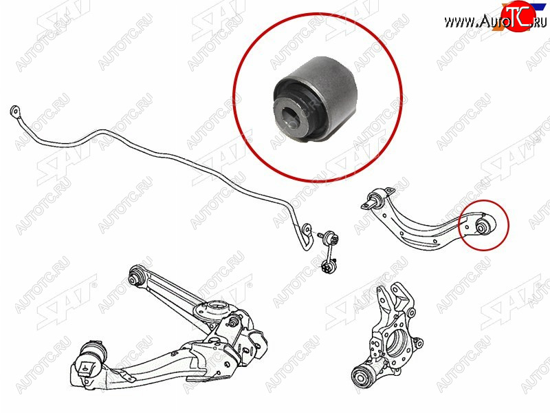 439 р. Сайлентблок Honda Civic 05-15  Hyundai Santa Fe 12-19  Kia Sorento 09-21  Nissan Pathfinder 95-04 SAT ST-52390-SNA-A00-B2  с доставкой в г. Майкоп