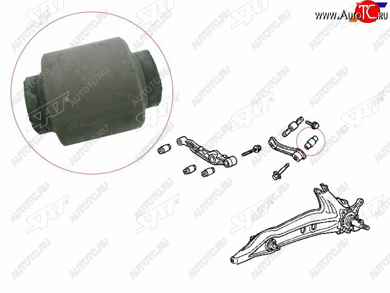 256 р. Сайлентблок Honda Civic 87-95  Civic Ferio 91-95  Domani 92-96  Integra 89-00 (Сверху Зад) SAT ST-52395-SH3-004  с доставкой в г. Майкоп