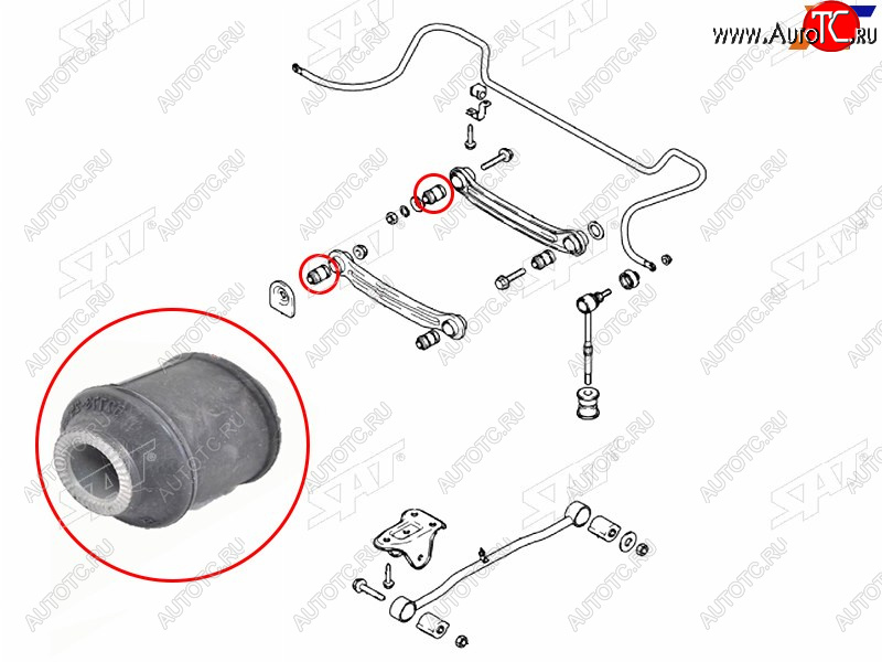 184 р. Сайлентблок заднего поперечного рычага (ТАГАЗ) HYUNDAI ACCENT 99-12                                  SAT ST-52773-25000  с доставкой в г. Майкоп
