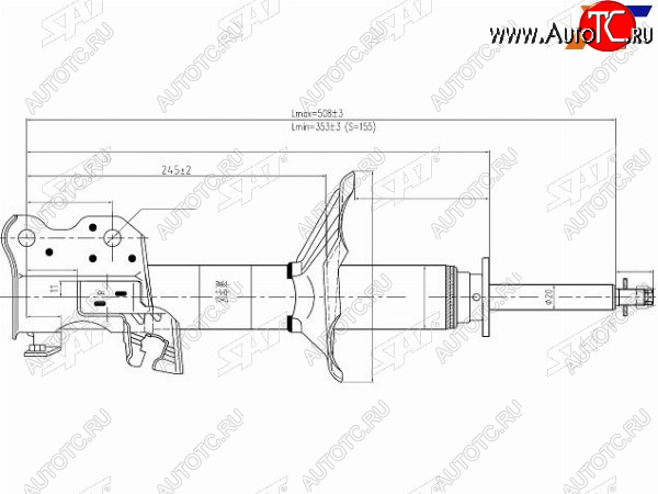 3 399 р. Стойка передняя RH SAT Nissan Almera G15 седан (2012-2019)  с доставкой в г. Майкоп