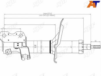 Стойка передняя RH SAT Nissan Maxima A33 рестайлинг (2004-2006) (применимо INFINITI I30,I35 98-03)