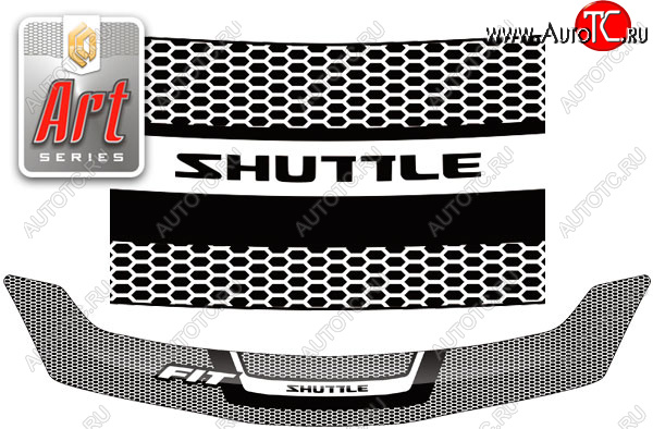 2 159 р. Дефлектор капота CA-Plastic  Honda Fit Shuttle  1 GP2,GG7,GG8 (2011-2013) дорестайлинг (Серия Art черная)  с доставкой в г. Майкоп