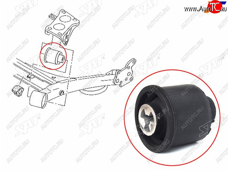 559 р. Сайлентблок Audi A3 96-13  Skoda Octavia 96-10  Rapid 12-  Volkswagen Golf 97-06  Polo 01-22  A SAT ST-6R0501541A  с доставкой в г. Майкоп