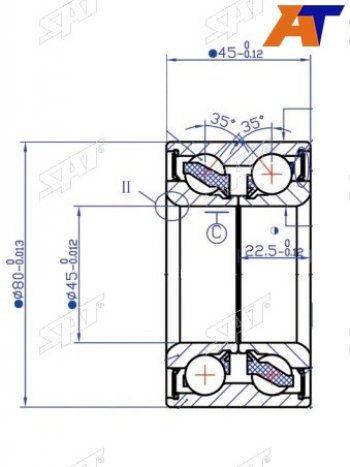 1 299 р. Подшипник перед ступицызадней VW TRANSPORTER 90- SAT ST-7D0498625  с доставкой в г. Майкоп. Увеличить фотографию 2