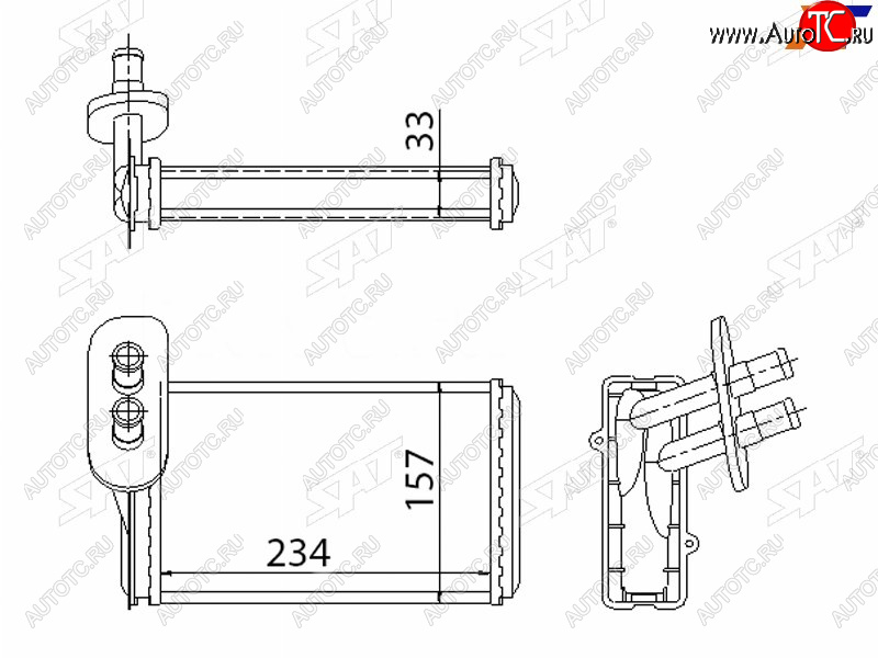 1 299 р. Радиатор отопителя салона AUDI A3 96-98SKODA OCTAVIA 98-98VOLKSWAGEN GOLF 91-98 (трубчатый) SAT ST-87-0022  с доставкой в г. Майкоп