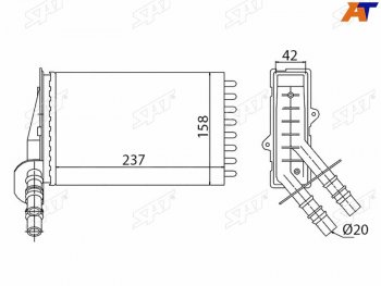 1 239 р. Радиатор отопителя салона  RENAULT CLIO 98-CLIO SYMBOL 01-CLIO 01-(трубчатый) SAT ST-87-0035  с доставкой в г. Майкоп. Увеличить фотографию 2