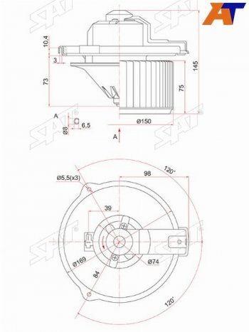 3 399 р. Мотор отопителя салона Suzuki Grand Vitara 97-05  Toyota Allion (T240) 01-07  Avensis (T250) 03-08 SAT ST-87103-12050  с доставкой в г. Майкоп. Увеличить фотографию 4