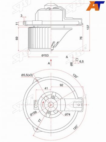 3 699 р. Мотор отопителя салона Mitsubishi Pajero 91-00  Toyota RAV4 (XA10) 94-00  Vitz 99-05  4Runner 89- SAT ST-87103-42020  с доставкой в г. Майкоп. Увеличить фотографию 1