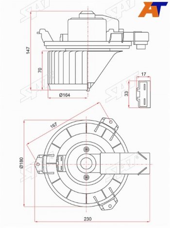 2 789 р. Мотор отопителя салона Ford Mondeo 14-19  Toyota Land Cruiser Prado (J120) 02-09  Lexus GX 02-09  SAT ST-87103-35060  с доставкой в г. Майкоп. Увеличить фотографию 2