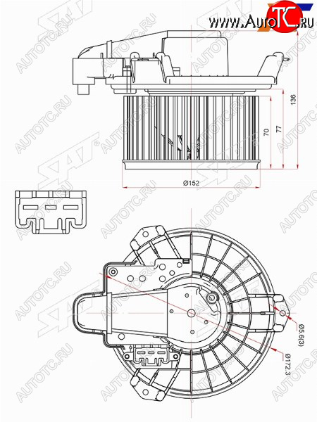 8 349 р. Мотор отопителя салона TOYOTA AURIS 06-/BLADE 06-12/COROLLA 12-/RAV4 05-18/MARK X 07-13/SAI 09-18(RH SAT ST-87103-42070, st8710342070 SAT ST-87103-42070  с доставкой в г. Майкоп