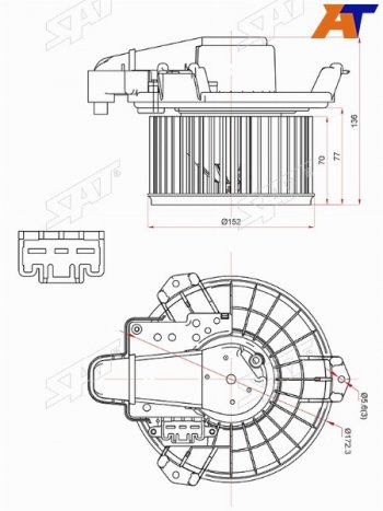 8 349 р. Мотор отопителя салона TOYOTA AURIS 06-/BLADE 06-12/COROLLA 12-/RAV4 05-18/MARK X 07-13/SAI 09-18(RH SAT ST-87103-42070, st8710342070 SAT ST-87103-42070  с доставкой в г. Майкоп. Увеличить фотографию 3