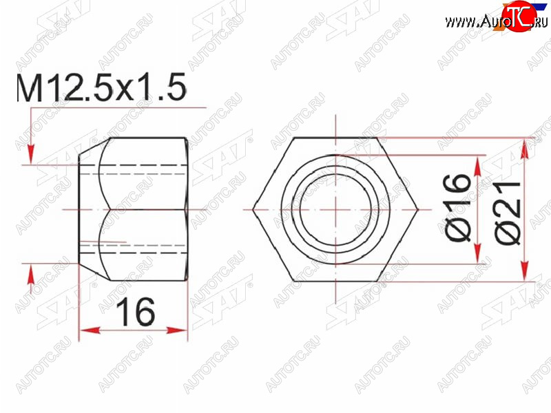 49 р. Гайка колесная открытая конус TOYOTAMAZDAMITSUBISHIKIAHYUNDAIVOLVOGEELY COOLRAY (SX11) 19- SAT ST-90049-11036  с доставкой в г. Майкоп