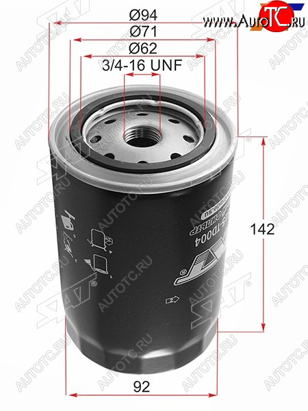 399 р. Фильтр масляный TOYOTA L,3L,2L,2LT,3V,4V,4,5VEU,4VU,2B,3B,11B,13B,2J,1FZFE -99 SAT ST-90915-TD004  с доставкой в г. Майкоп