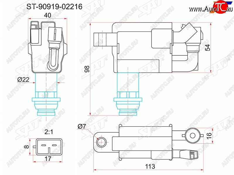 1 479 р. Катушка зажигания TOYOTA 1JZ#2JZGE JZX10# 96-001JZ# JZX11# 00-2JZGE JCE1# 01-1JZGE2JZGE JCG1# 9 SAT ST-90919-02216  с доставкой в г. Майкоп