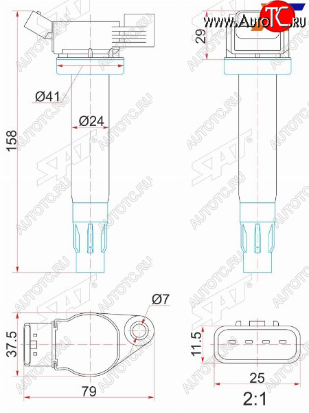 1 399 р. Катушка зажигания TOYOTA KLUGERHIGLANDER MCU2#RX300330350 MCU3# 03- 3MZ-FE SAT ST-90919-02246  с доставкой в г. Майкоп