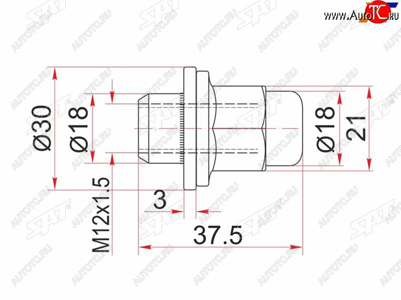 160 р. Гайка колесная закрытая чёрная TOYOTA HILUXLAND CRUISER PRADOTACOMAWILL VS SAT ST-90942-01077  с доставкой в г. Майкоп