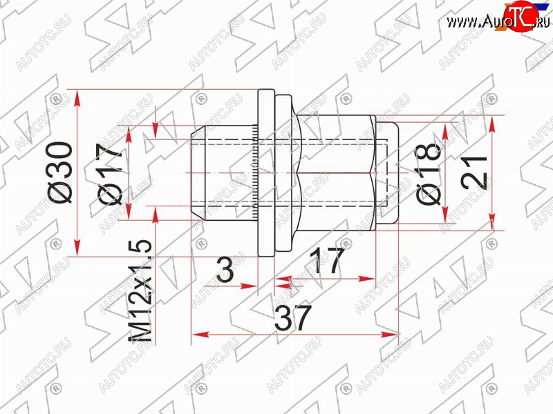 239 р. Гайка колесная хром закрытая HYUNDAIKIALEXUSMITSUBISHITOYOTA SAT ST-90942-01033  с доставкой в г. Майкоп