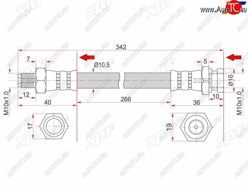 899 р. Шланг тормозной передний (Таиланд) RH SAT  Mitsubishi Fuso Canter (2000-2025)  с доставкой в г. Майкоп