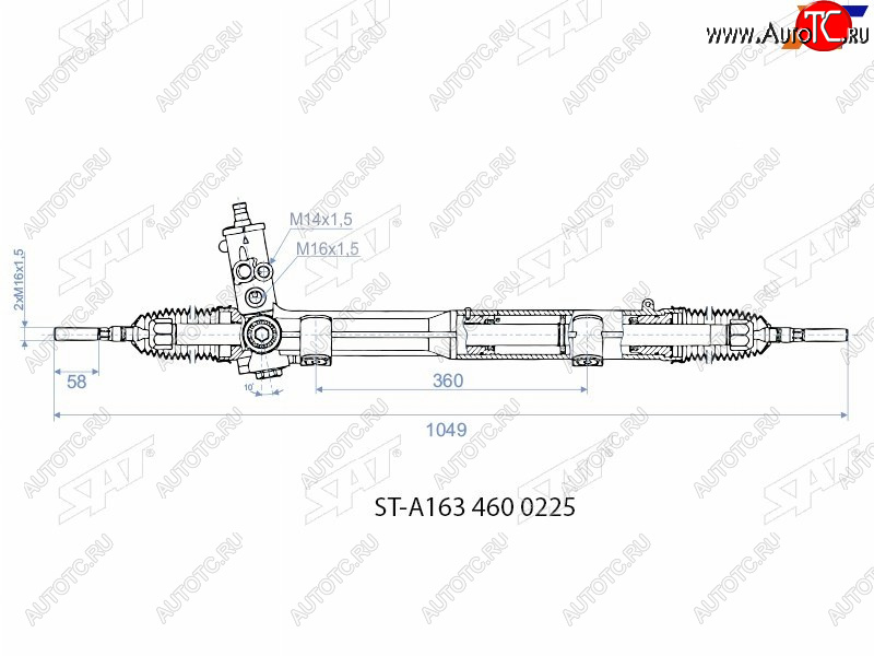 30 599 р. Рейка рулевая M14х1,5.16х1,5 SAT Mercedes-Benz ML class W163 рестайлинг (2001-2005)  с доставкой в г. Майкоп