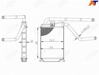 1 759 р. Радиатор отопителя салона DAEWOO NEXIA 08- SAT ST-DW25-395-A0  с доставкой в г. Майкоп. Увеличить фотографию 2