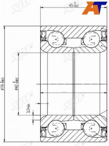1 299 р. Подшипник передней ступицы FORD ESCAPEMAVERICKMAZDA TRIBUTE 00- SAT ST-EC01-33-048  с доставкой в г. Майкоп. Увеличить фотографию 3