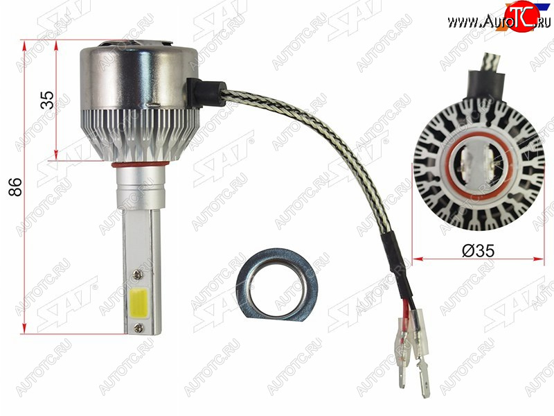 2 159 р. Комплект светодиодных ламп LED H1 36W3600LM SAT ST-H1-LED  с доставкой в г. Майкоп