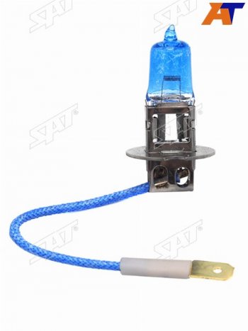 76 р. Лампа головного освещения галогенная супер белая H3 12V 55W SAT ST-H3W-12V  с доставкой в г. Майкоп. Увеличить фотографию 1