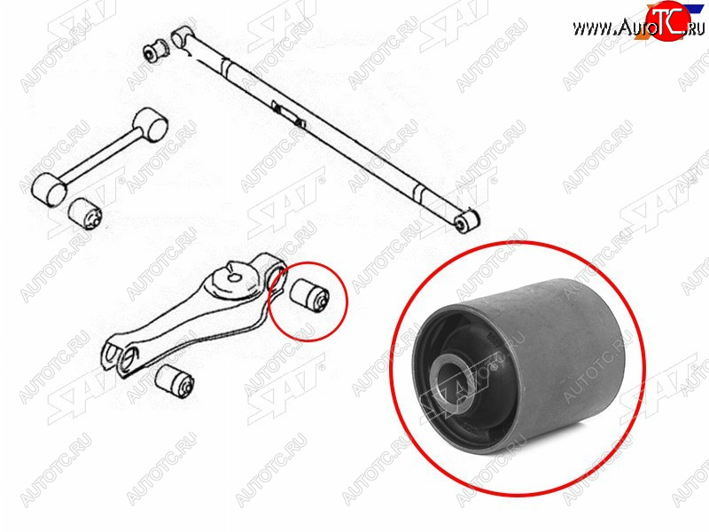 599 р. Сайлентблок Mitsubishi Delica 94-07  Pajero 91-06  Hyundai H1 97-07  Starex 97-07 SAT ST-MB-951814  с доставкой в г. Майкоп