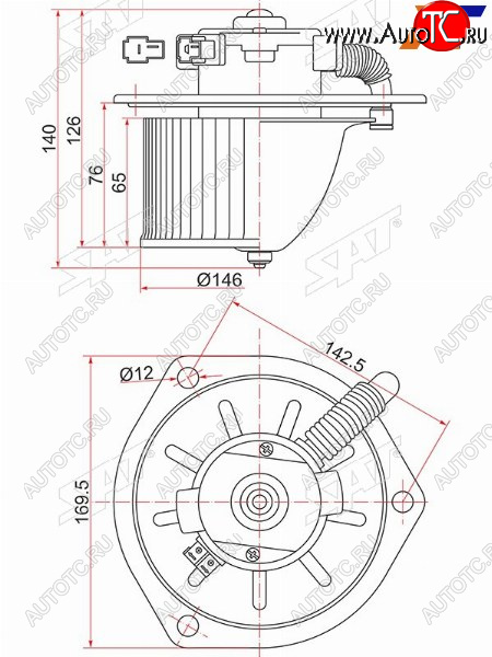 4 199 р. Мотор отопителя салона Hino Dutro 02-11  Mitsubishi Fuso Canter FE5 93-02  Fuso Canter FE6 93-02  SAT ST-MC140941  с доставкой в г. Майкоп