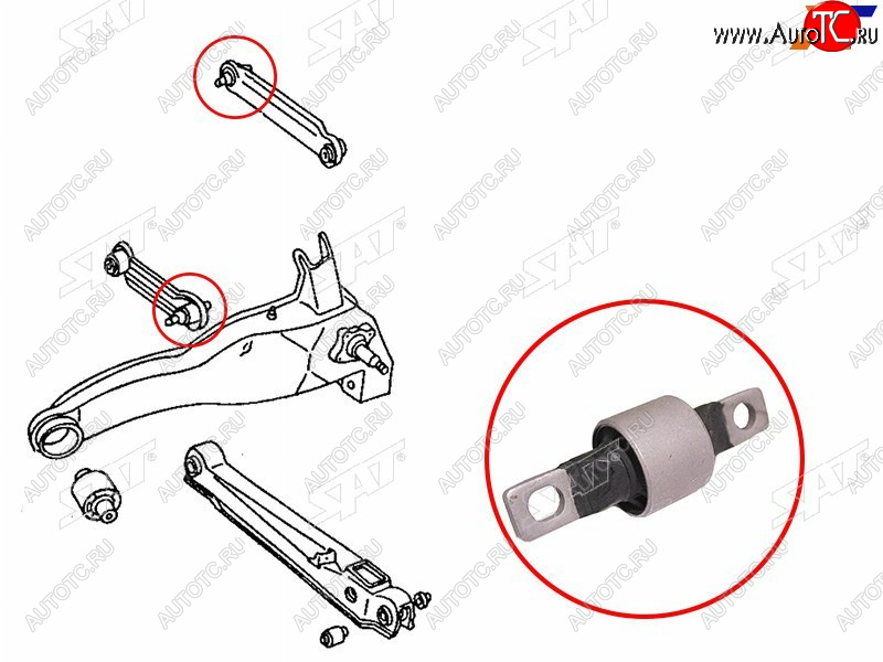 399 р. Сайлентблок Mitsubishi Lancer 95-01  Carisma 95-05  Space Star 98-05  Volvo S40 95-04  V40 95-04 SAT ST-MR102014  с доставкой в г. Майкоп