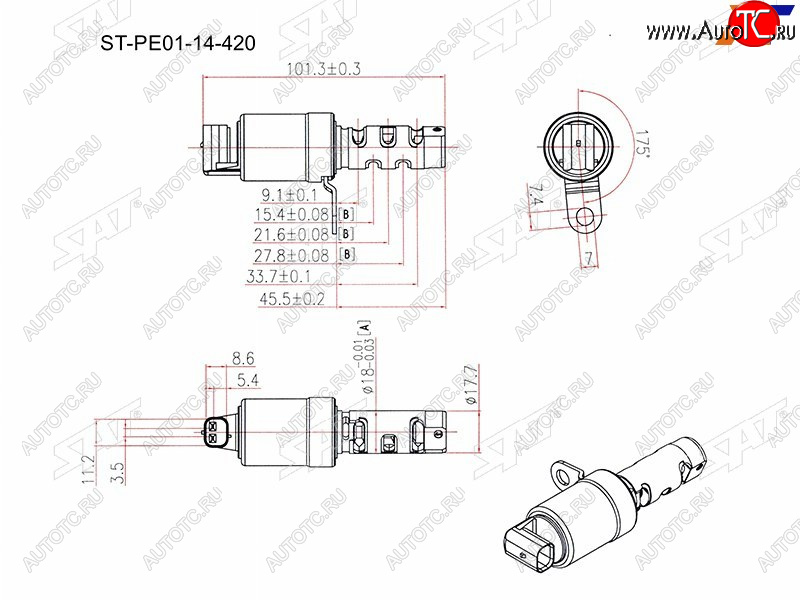 1 799 р. Клапан изменения фаз ГРМ MAZDA CX-5 11- MAZDA 2 14- MAZDA 3 13- MAZDA 6 12- SAT ST-PE01-14-420  с доставкой в г. Майкоп