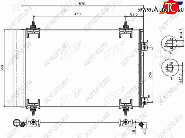 3 899 р. Радиатор кондиционера Citroen Berlingo 08-22  C4 04-11  C4 Picasso 07-14  Peugeot 308 07-15  Cit SAT ST-PG38-394-0  с доставкой в г. Майкоп