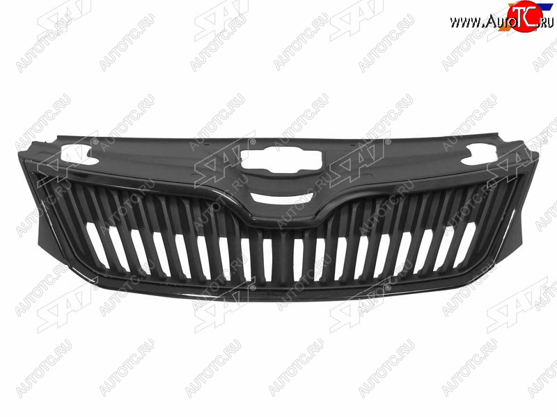 2 579 р. Решетка радиатора SAT Skoda Rapid NH3 рестайлинг лифтбэк (2017-2020) (хром черный)  с доставкой в г. Майкоп