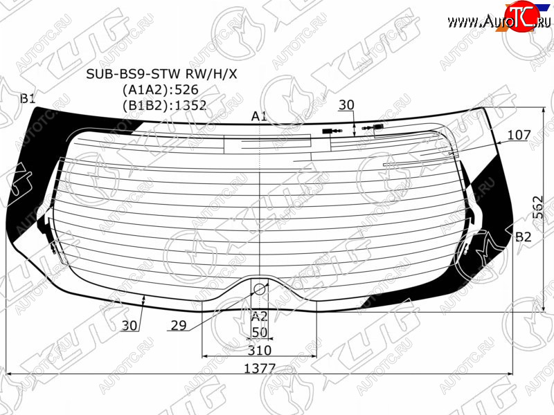 13 749 р. Стекло заднее (Цвет зеленый Обогрев Антенна 5D WGN) Subaru Legacy 15-19  Outback 14-21 XYG SUB-BS9-STW RW/H/X  с доставкой в г. Майкоп