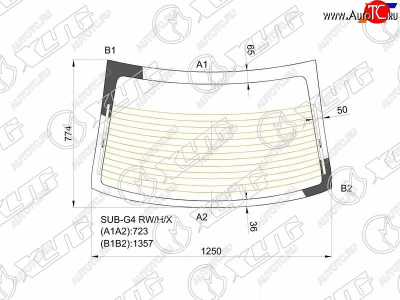 6 649 р. Стекло заднее (Цвет зеленый Обогрев) Subaru Impreza 11-16  Impreza WRX 14-21  Impreza WRX STI 14- XYG SUB-G4 RW/H/X  с доставкой в г. Майкоп